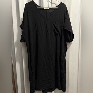 Black Cotton Bleu Dress with Pockets